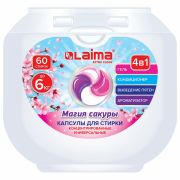 Капсулы для стирки большие концентрат 4 в 1, с кондиционером, «Магия сакуры», 60 шт., LAIMA, 608877