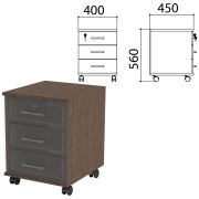 Каркас тумбы подкатной «Канц» 400х450х560 мм, цвет венге, ТК29.16.1