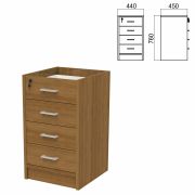 Тумба (каркас БЕЗ КРЫШКИ) приставная «Арго», 440х450х740 мм, 4 ящика, замок, орех