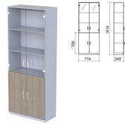 Шкаф закрытый со стеклом «Бюджет», 716х349х1810 мм, дуб сонома (КОМПЛЕКТ)