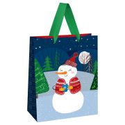 Пакет подарочный 18*23*10см MESHU «Funny snowman», блестки, матовая ламинация