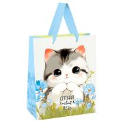 Пакет подарочный 26*32*12см MESHU «Cute kitten», матовая ламинация