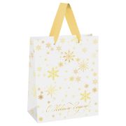 Пакет подарочный 33*42*12см MESHU «Gold snowflake», фольга, матовая ламинация
