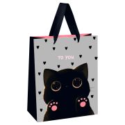 Пакет подарочный 18*23*10см MESHU «Black kitten», матовая ламинация