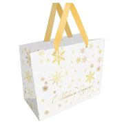 Пакет подарочный 23*18*10см MESHU «Gold snowflake», фольга, матовая ламинация