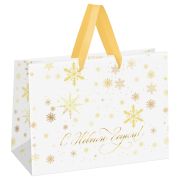 Пакет подарочный 42*33*12см MESHU «Gold snowflake», фольга, матовая ламинация