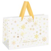 Пакет-коробка подарочный 27*20*13см MESHU «Gold snowflake», фольга,  матовая ламинация