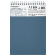 Блокнот А5, 80 л., силиконовый гребень, обложка пластик, клетка, BRAUBERG, синий, 117561