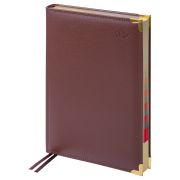 Ежедневник датированный 2026г., А4-(В5), 184л., Delucci, Фактурная кожа, зол. срез, коричневый