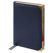 Ежедневник датированный 2026г., А4-(В5), 184л., Delucci, Фактурная кожа, зол. срез, черный