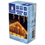 Электрогирлянда-бахрома уличная 25х0,7 м, 400 LED, тёплый белый, 220 V, контроллер, ЗОЛОТАЯ СКАЗКА, 592551