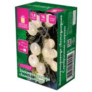 Электрогирлянда-нить комнатная «Шарики» 1,8 м, 16 LED, серебро, тёплый белый, батарейки, ЗОЛОТАЯ СКАЗКА, 592559