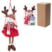 Украшение новогоднее интерьерное 40 см «Оленёнок на качелях», полиэстер, ЗОЛОТАЯ СКАЗКА, 592506