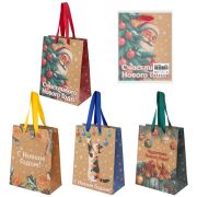 Пакет подарочный (1 шт.) новогодний, 18х10х23 см, «Зимнее волшебство», крафт, ассорти, ЗОЛОТАЯ СКАЗКА, 592435