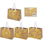 Пакет подарочный (1 шт.) новогодний, 27х11х20 см, «Shiny Kraft», фольга, ассорти, ЗОЛОТАЯ СКАЗКА, 592437