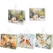 Пакет подарочный (1 шт.) новогодний 26х13х32 см «Акварельная зима» фольга, ассорти, ЗОЛОТАЯ СКАЗКА, 592447