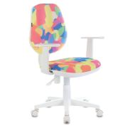 Кресло детское BRABIX «Fancy MG-201W», с подлокотниками, пластик белый, с рисунком «Abstract», 532406, MG-201W_532406