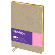 Ежедневник датированный 2026г., А5, 184л., кожзам, Berlingo «Metallic», зол. срез, золотой металлик