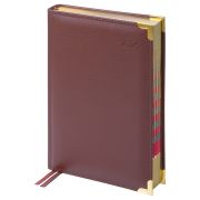 Ежедневник датированный 2026г., А5, 184л., Delucci, Фактурная кожа, зол. срез, коричневый