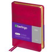 Ежедневник датированный 2026г., А6, 184л., кожзам, Berlingo «xGold», зол. срез, фуксия