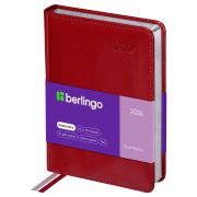 Ежедневник датированный 2026г., А6, 184л., кожзам, Berlingo «Silver Pristine», сер. срез, красный
