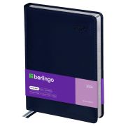 Ежедневник датированный 2026г., А4-(В5), 184л., кожзам, Berlingo «Silver Pristine», сер. срез, синий