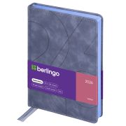 Ежедневник датированный 2026г., А5, 184л., кожзам, Berlingo «Velvet», цветной срез, серый