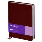 Ежедневник датированный 2026г., А4-(В5), 184л., кожзам, Berlingo «Silver Pristine», сер. срез, коричневый