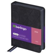 Ежедневник датированный 2026г., А6, 184л., кожзам, Berlingo «Velvet», цветной срез, черный