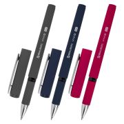 Ручки шариковые с грипом BRAUBERG «VIVID», НАБОР 3 ШТУКИ, СИНИЕ, SOFT TOUCH покрытие, узел 0,7 мм, линия письма 0,35 мм, 144401