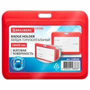 Бейдж горизонтальный (54х85 мм), красный, МАТОВАЯ ПОВЕРХНОСТЬ, BRAUBERG EXTRA, 238820