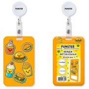 Бейдж вертикальный с 3D-печатью «Street food» (85х54 мм), с рулеткой, СЛАЙДЕР, FUNSTER (ФАНСТЕР), 238843