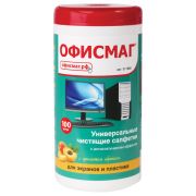 Салфетки для экранов всех типов и пластика ОФИСМАГ с ароматом «АБРИКОС», туба 100 шт., влажные, 511690