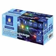 Электрогирлянда-нить уличная «Стандарт» 8 м, 100 LED, мультицветная, на батарейках, ЗОЛОТАЯ СКАЗКА, 591292