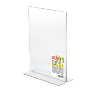 Подставка настольная для рекламных материалов МАЛОГО ФОРМАТА (150х210 мм), А5, двусторонняя, вертикальная, STAFF, 291398