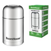 Термос 0,8 л для еды/напитков с широким горлом, BOOMHOUSE (БумХаус) WIDE, нержавеющая сталь SUS304, серебристый, 700319