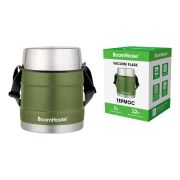 Термос 1 л для еды/напитков с широким горлом, BOOMHOUSE (БумХаус) RIBBED, контейнер, нержавеющая сталь SUS304, 700322