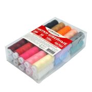 Нитки швейные 40 ЛШ, 200 м, полиэстер, НАБОР 30 цветов, в ПОДАРОК набор игл, DEVELIA (Девелиа), 609627