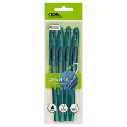 Ручка шариковая СТАММ «Орбита 100» 4шт., синие, 0,7мм, хамелеон, пакет с европодвесом