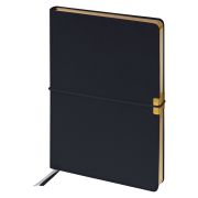 Ежедневник недатированный, А5, 136л., кожзам, Berlingo «Casual Gold», с резинкой, черный, золотой срез