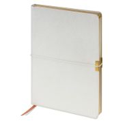 Ежедневник недатированный, А5, 136л., кожзам, Berlingo «Casual Gold», с резинкой, белый, золотой срез