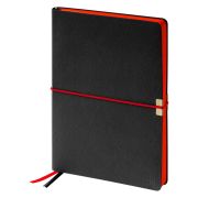 Ежедневник недатированный, А5, 136л., кожзам, Berlingo «Casual», с резинкой, черный, красный срез