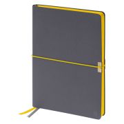 Ежедневник недатированный, А5, 136л., кожзам, Berlingo «Casual», с резинкой, серый, желтый срез