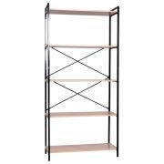 Стеллаж BRABIX «SMART SH-004», 790х360х1950 мм, ЛОФТ, 5 полок, металл/ЛДСП бунратти, каркас черный, 641944