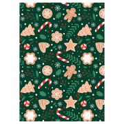 Упаковочная бумага глянц. 70*100см, MESHU «Ginger cookies», 70г/м2