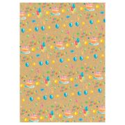 Упаковочная бумага крафт 70*100см, MESHU «Happy birthday», 70 г/м2