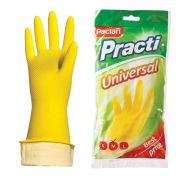 Перчатки резиновые хозяйственные Paclan «Practi. Universal», разм. М, х/б напыление, желтые, пакет с европодвесом