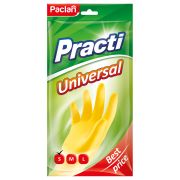 Перчатки резиновые хозяйственные Paclan «Practi. Universal», разм. S, х/б напыление, желтые, пакет с европодвесом