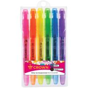 Набор текстовыделителей Crown «Multi Hi-Lighter Aroma» 06цв., 1-4мм, ароматиз., чехол с европодвесом