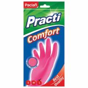 Перчатки резиновые хозяйственные Paclan «Practi. Comfort», разм. L, х/б напыление, розовые, пакет с европодвесом